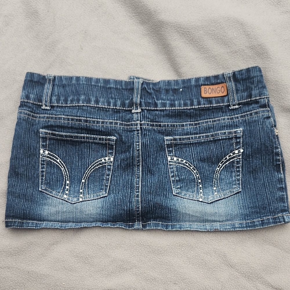 BONGO Distressed Blue Mini Skirt